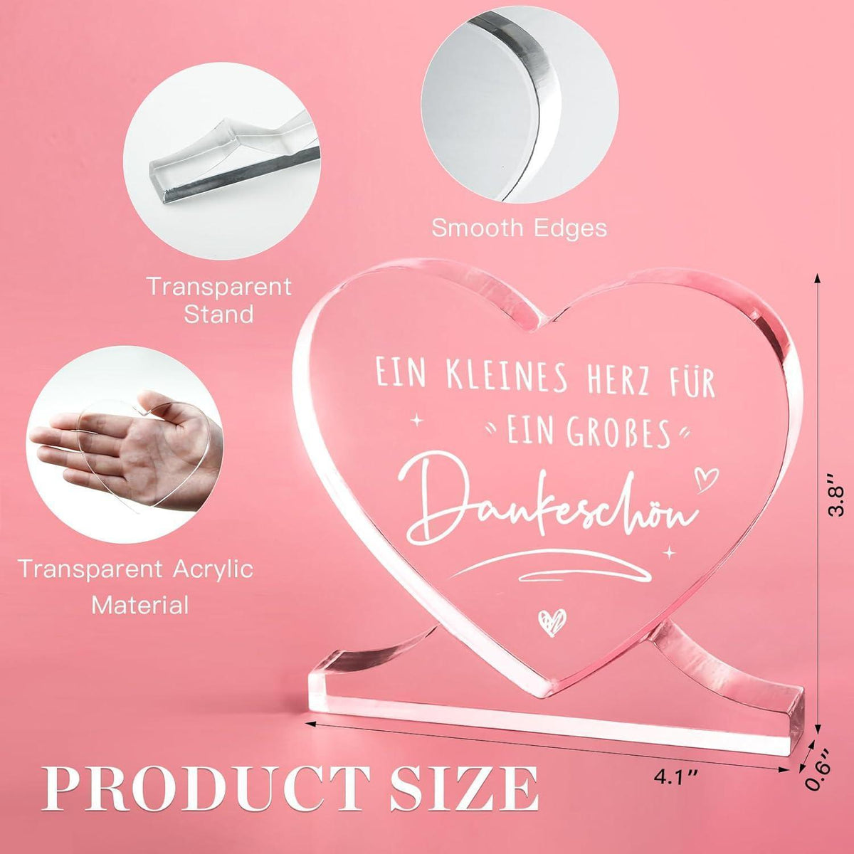 Dankeschön Geschenk Herz Acryl - Danke für Alles & Wertschätzung