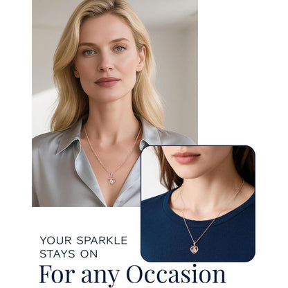 Silberkette Damen Herzanhänger mit 0,5 Karat Moissanite Rosegold