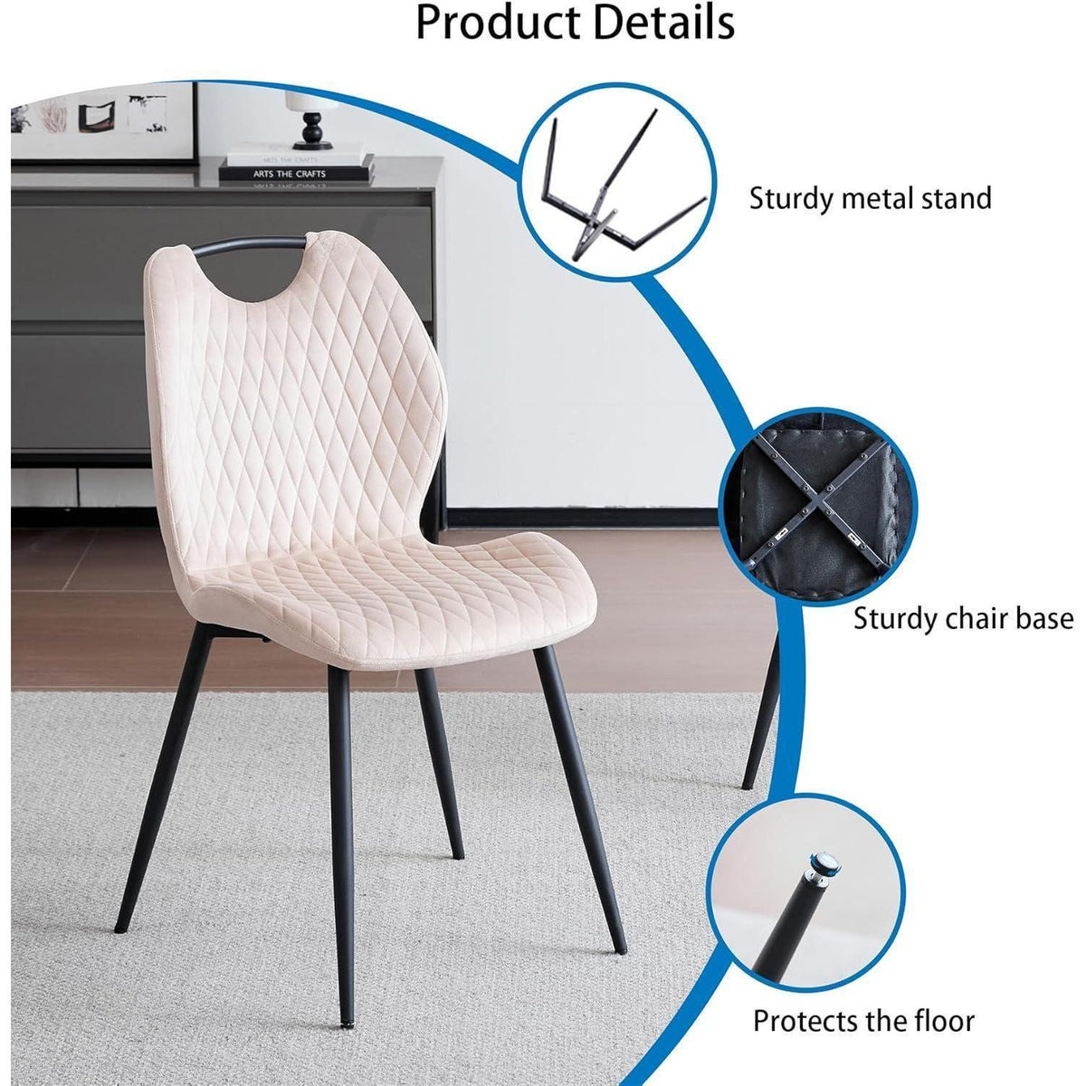 Beige Esszimmerstühle 4er-Set mit Stoff & Metallbeinen