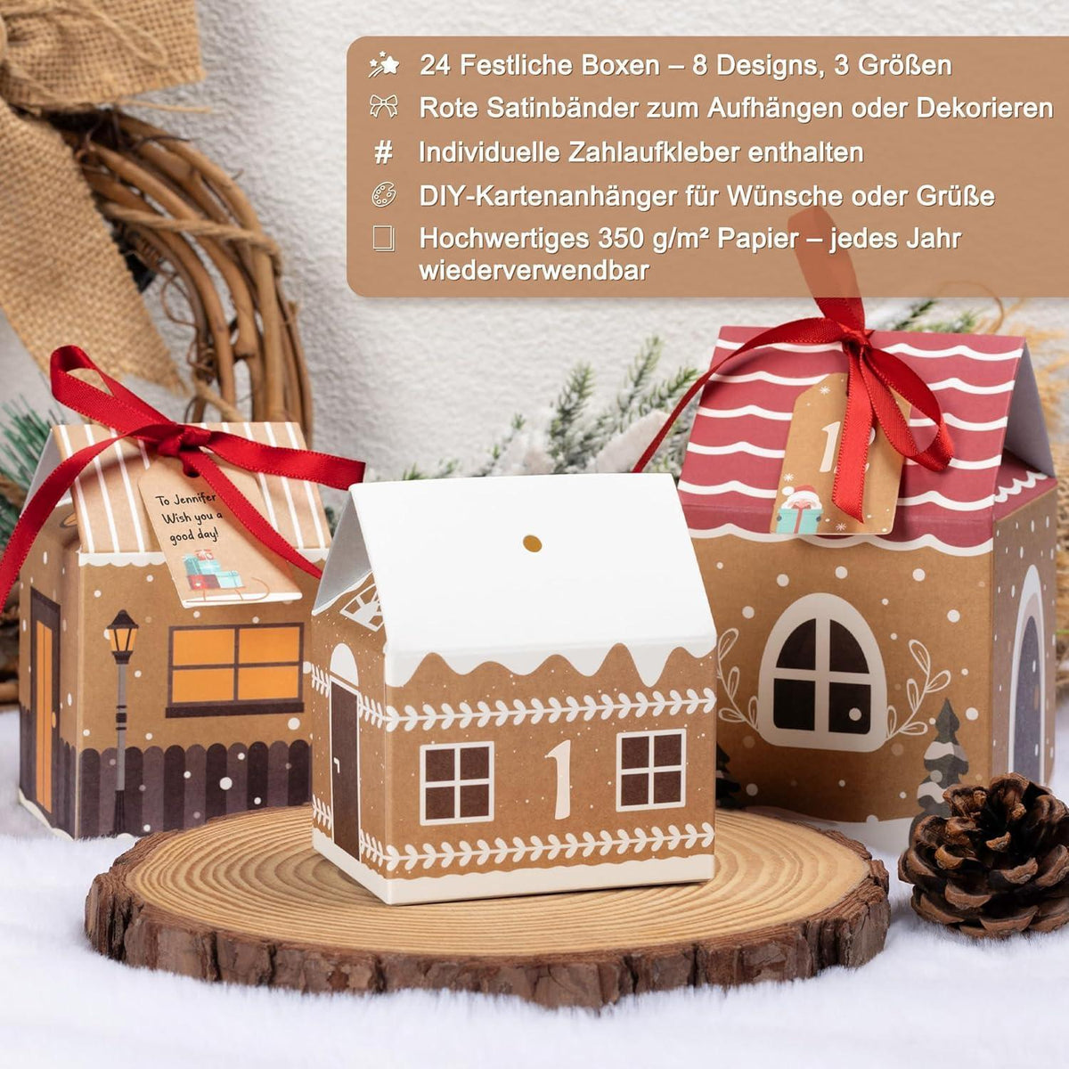 DIY Adventskalender Häuser zum Befüllen mit Zubehör