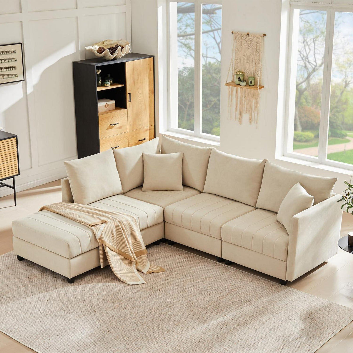 Modernes Ecksofa Zyloyal10 – 5-Sitzer, Modular, Beige