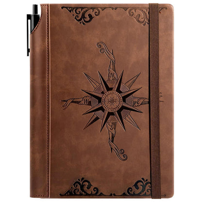 Notizbuch A5 mit Stift – Reisetagebuch & Tagebuch in Lederoptik