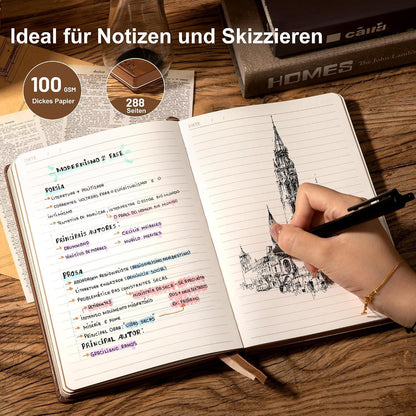 Notizbuch A5 mit Stift – Reisetagebuch & Tagebuch in Lederoptik