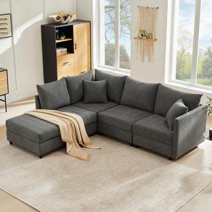 Modernes Ecksofa Zyloyal10 – 5-Sitzer, Modular, Grau