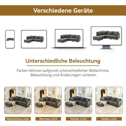 Modernes Ecksofa Zyloyal10 – 5-Sitzer, Modular, Grau