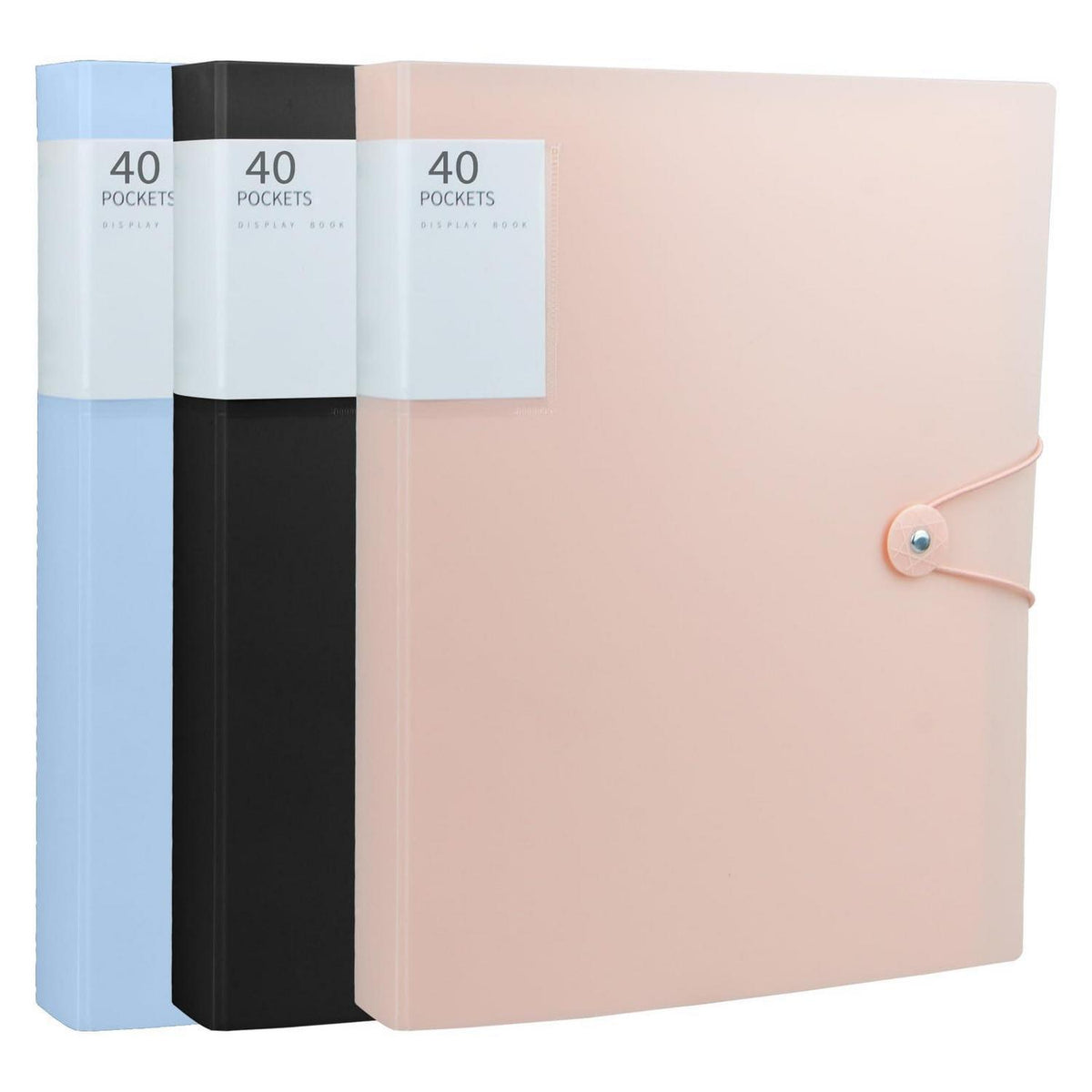 A4 Sichtbuch mit 120 Taschen – Schwarz, Blau, Rosa
