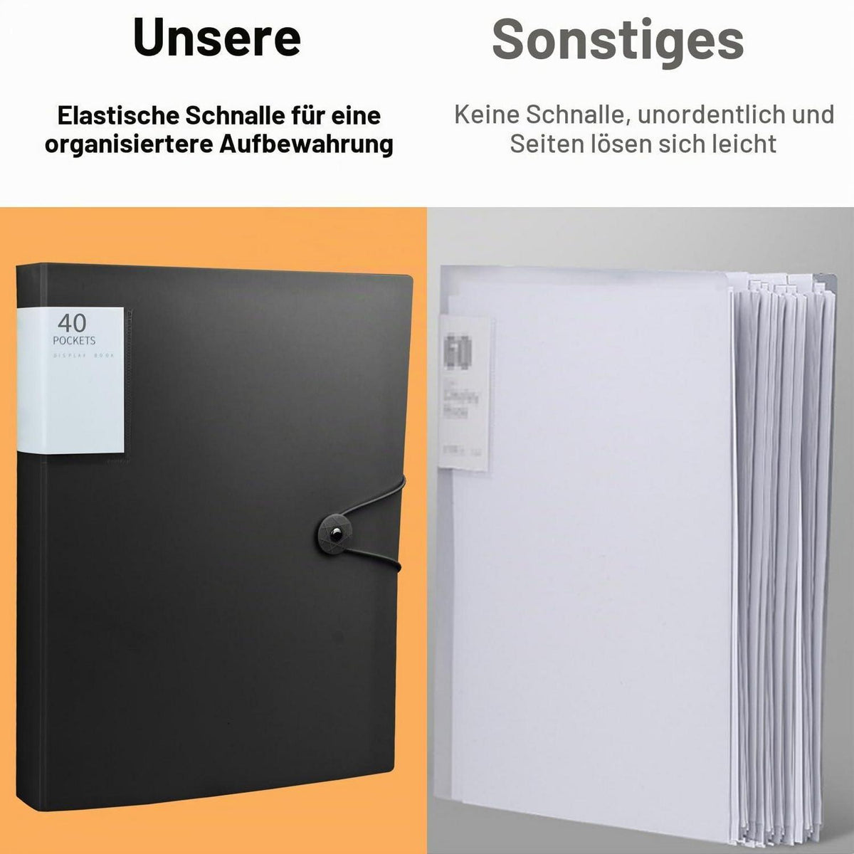 A4 Sichtbuch mit 120 Taschen – Schwarz, Blau, Rosa