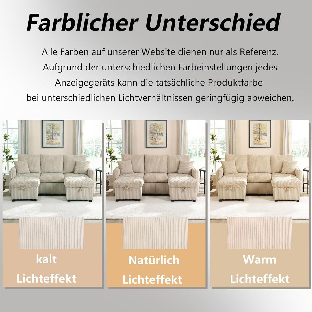 Multifunktionales Ecksofa mit Stauraum & Schlaffunktion (Beige)