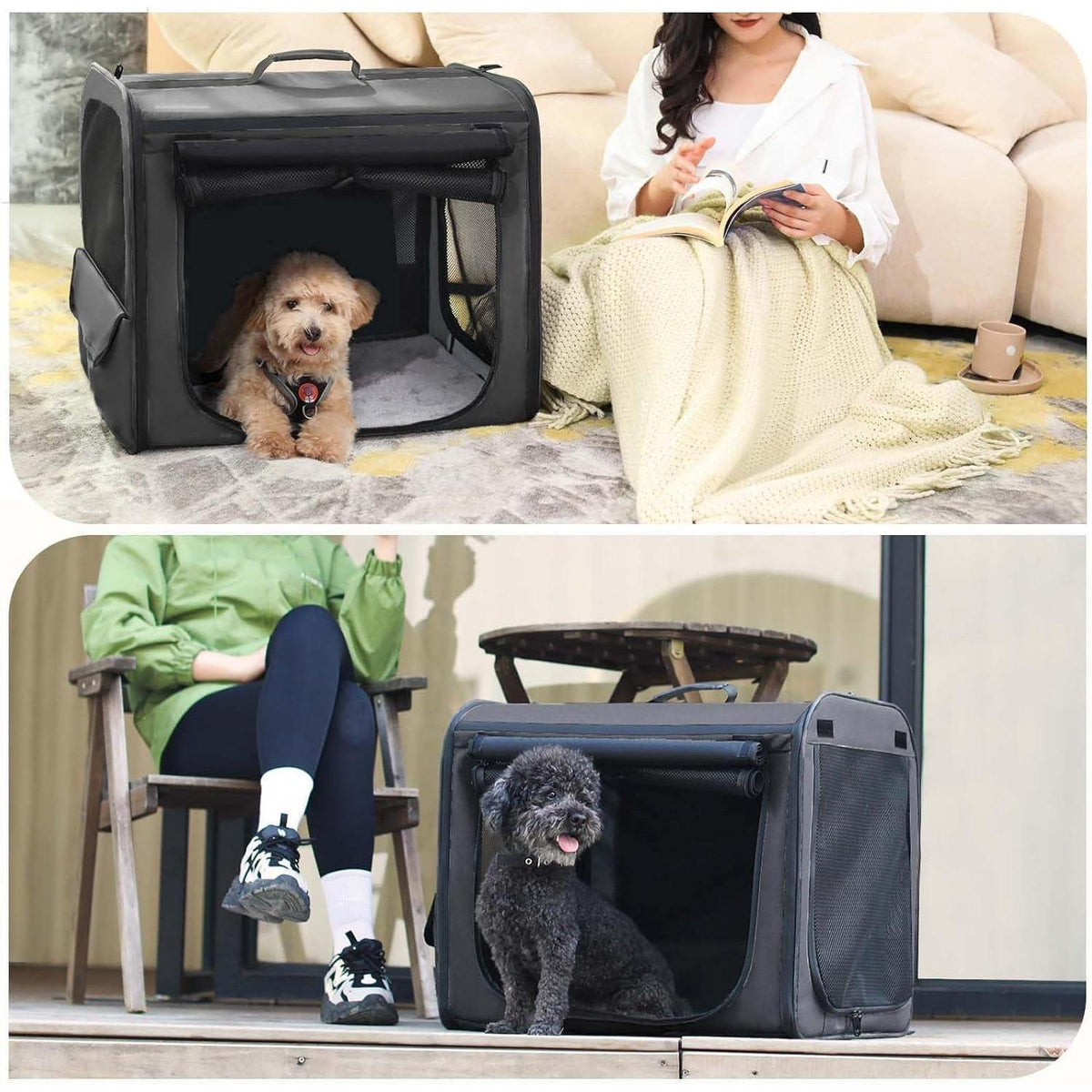 Faltbare Hundebox 61x52x45cm – Atmungsaktiv & Sicher für Reisen