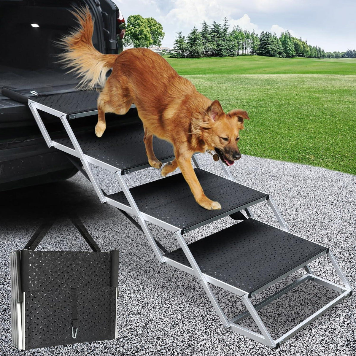 Hundetreppe Auto klappbar – 4 Stufen, 70-90cm