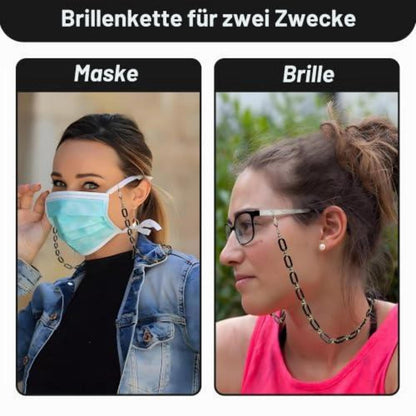 Brillenkette Schwarz Acryl – Damen Anti Verlust Maske & Halteband
