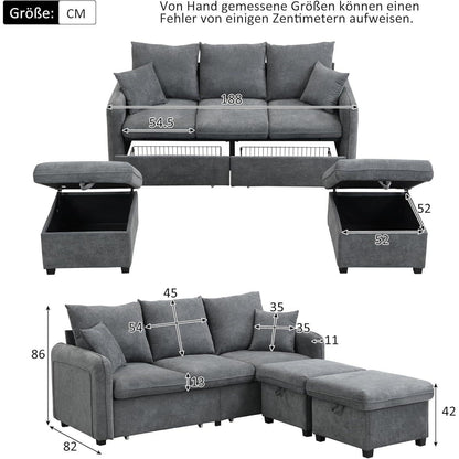 Multifunktionales Ecksofa mit Stauraum & Schlaffunktion – Dunkelgrau