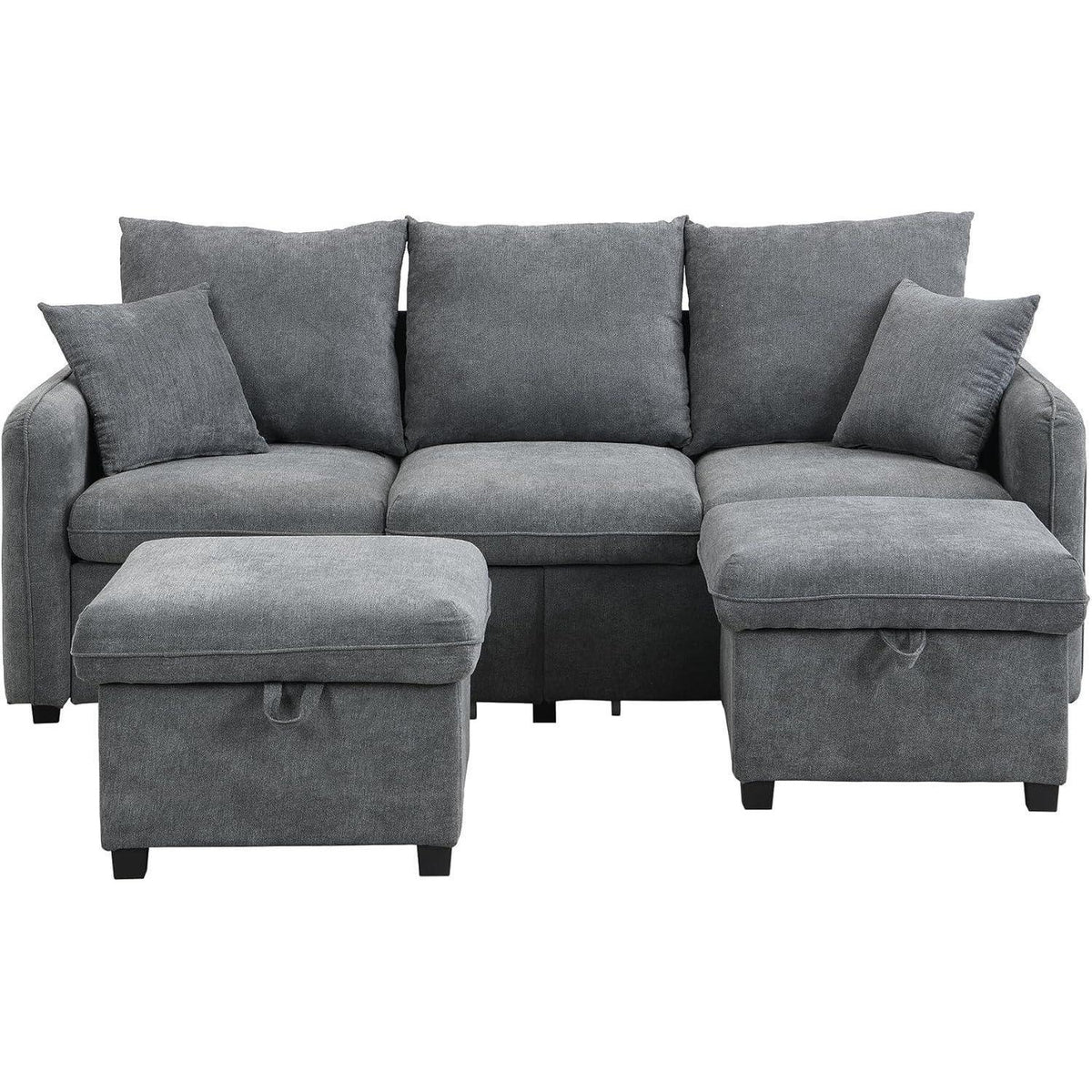 Multifunktionales Ecksofa mit Stauraum & Schlaffunktion – Dunkelgrau