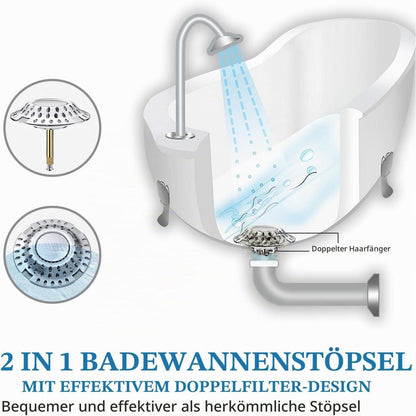 Badewannenstöpsel 2-in-1 mit Haarsieb und Verschluss