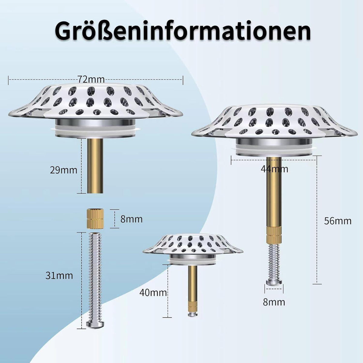 Badewannenstöpsel 2-in-1 mit Haarsieb und Verschluss