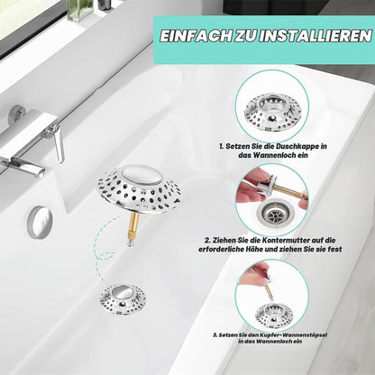 Badewannenstöpsel 2-in-1 mit Haarsieb und Verschluss