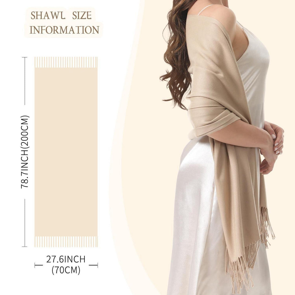 Pashmina Schal Damen Festliche Stola für Abendkleid Beige