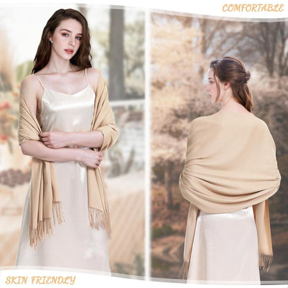 Pashmina Schal Damen Festliche Stola für Abendkleid Beige