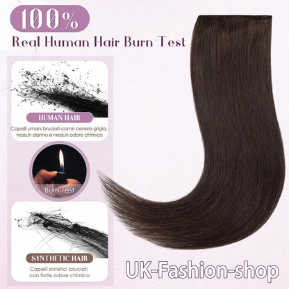 Clip-in Haarverlängerung Echthaar Dunkelbraun 50cm
