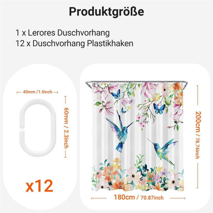 Duschvorhang Rosa Blumen Vogel 180x200 cm Textil Wasserabweisend