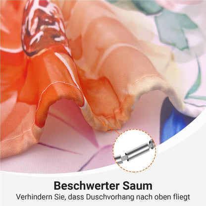 Duschvorhang Rosa Blumen Vogel 180x200 cm Textil Wasserabweisend