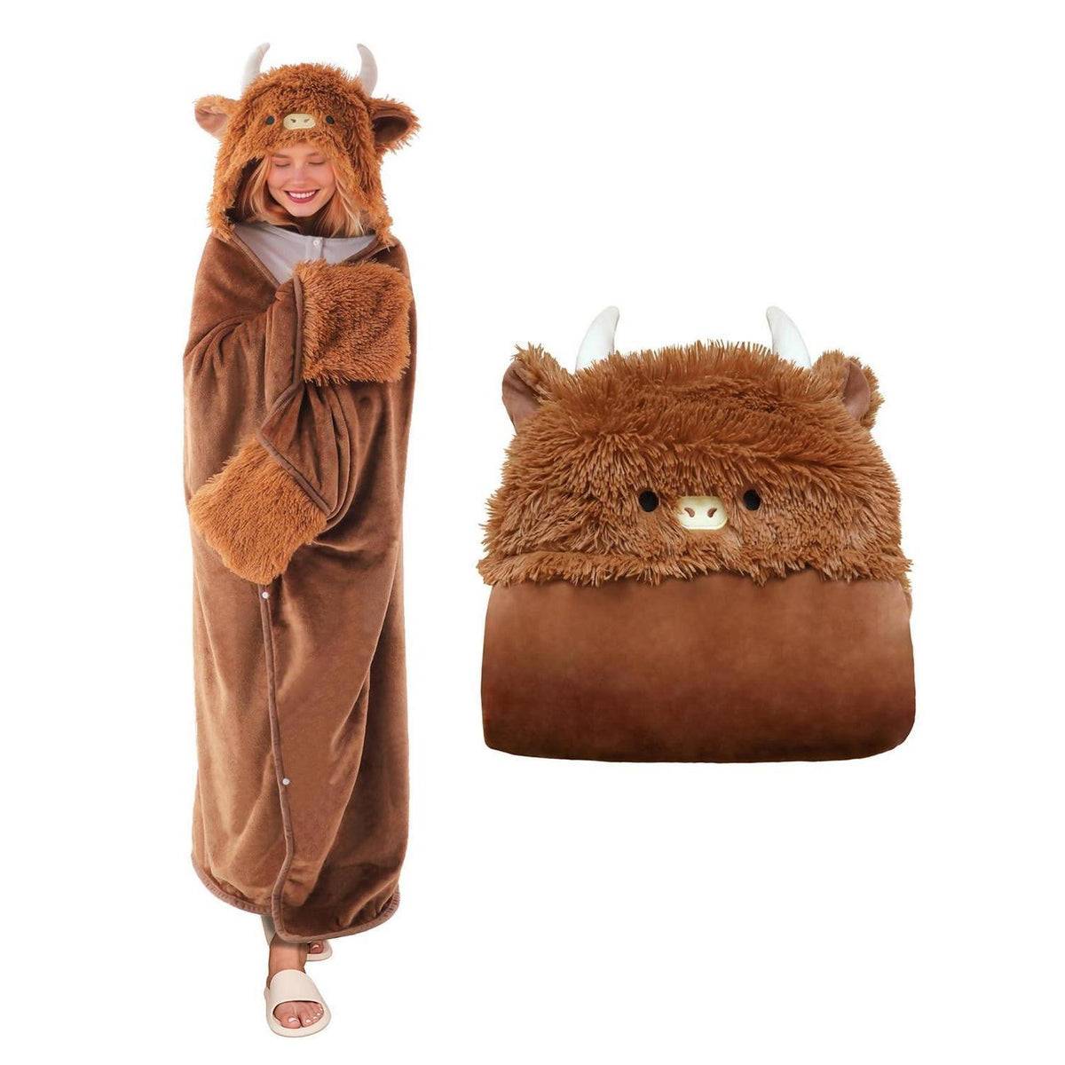 Tragbare Hoodie-Decke mit Handschuhen – Kuscheldecke 150x130cm