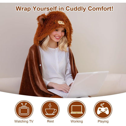 Tragbare Hoodie-Decke mit Handschuhen – Kuscheldecke 150x130cm