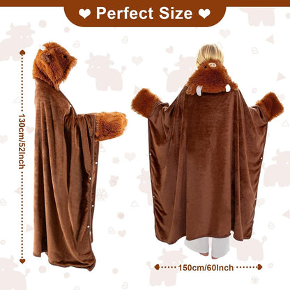 Tragbare Hoodie-Decke mit Handschuhen – Kuscheldecke 150x130cm