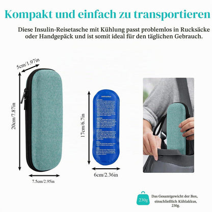 Insulin Kühltasche mit 2 Kühlakkus – Diabetes Reisebox für Spritzen
