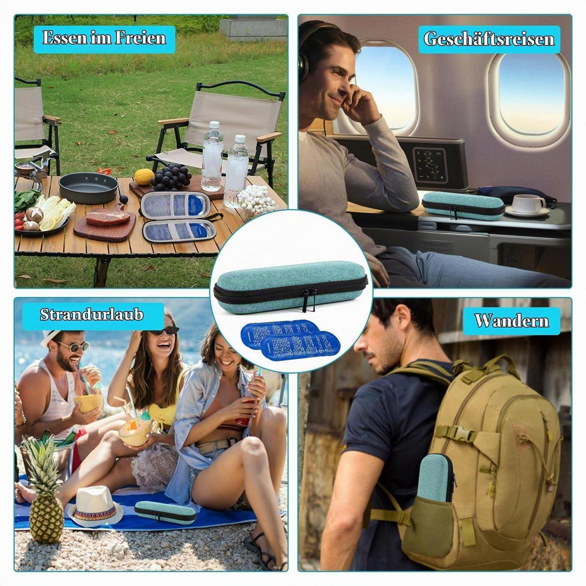 Insulin Kühltasche mit 2 Kühlakkus – Diabetes Reisebox für Spritzen