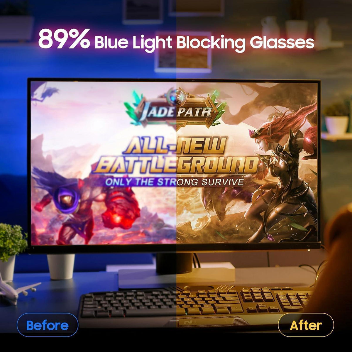Blaulichtfilter Brille Damen Herren - Computer Gaming UV Schutz