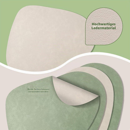 6er Set Abwaschbare Tischsets Oval, Avocado & Elfenbein