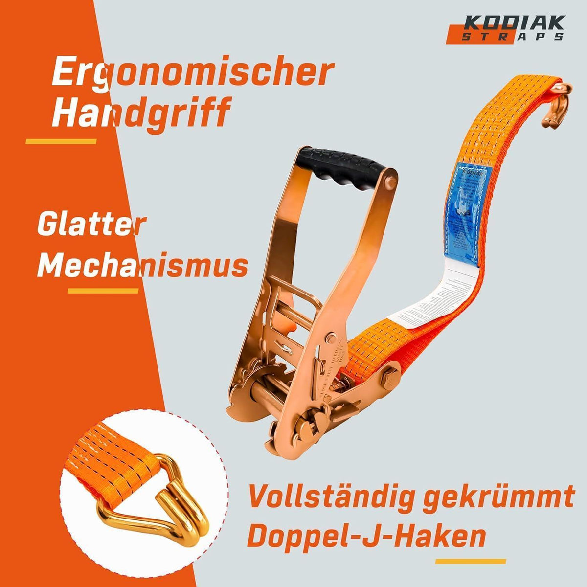 8 Spanngurte 8m | 5000kg Tragkraft | Orange Ratschengurt