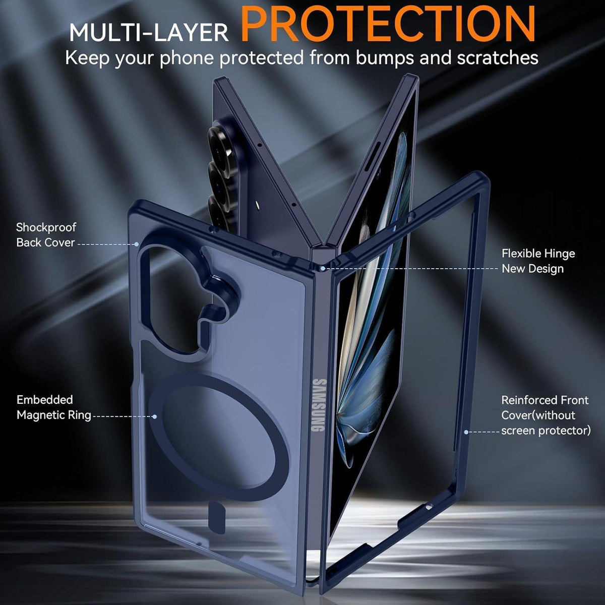 Translucent Matt Handyhülle für Samsung Galaxy Z Fold 7 mit MagSafe, Blau