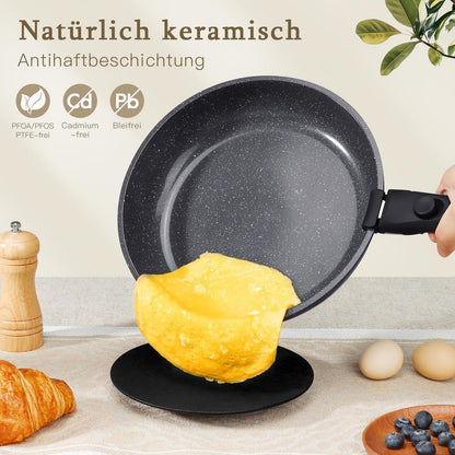 21-teiliges Granit Kochgeschirr Set mit abnehmbaren Griffen