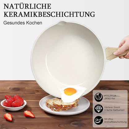 Bratpfanne mit hohem Rand, 30 cm, 5L, Antihaft, Glasdeckel, Induktion