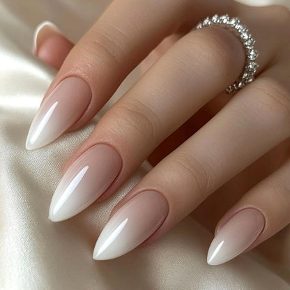 Französische Press On Nails Grau Farbverlauf Mandelform