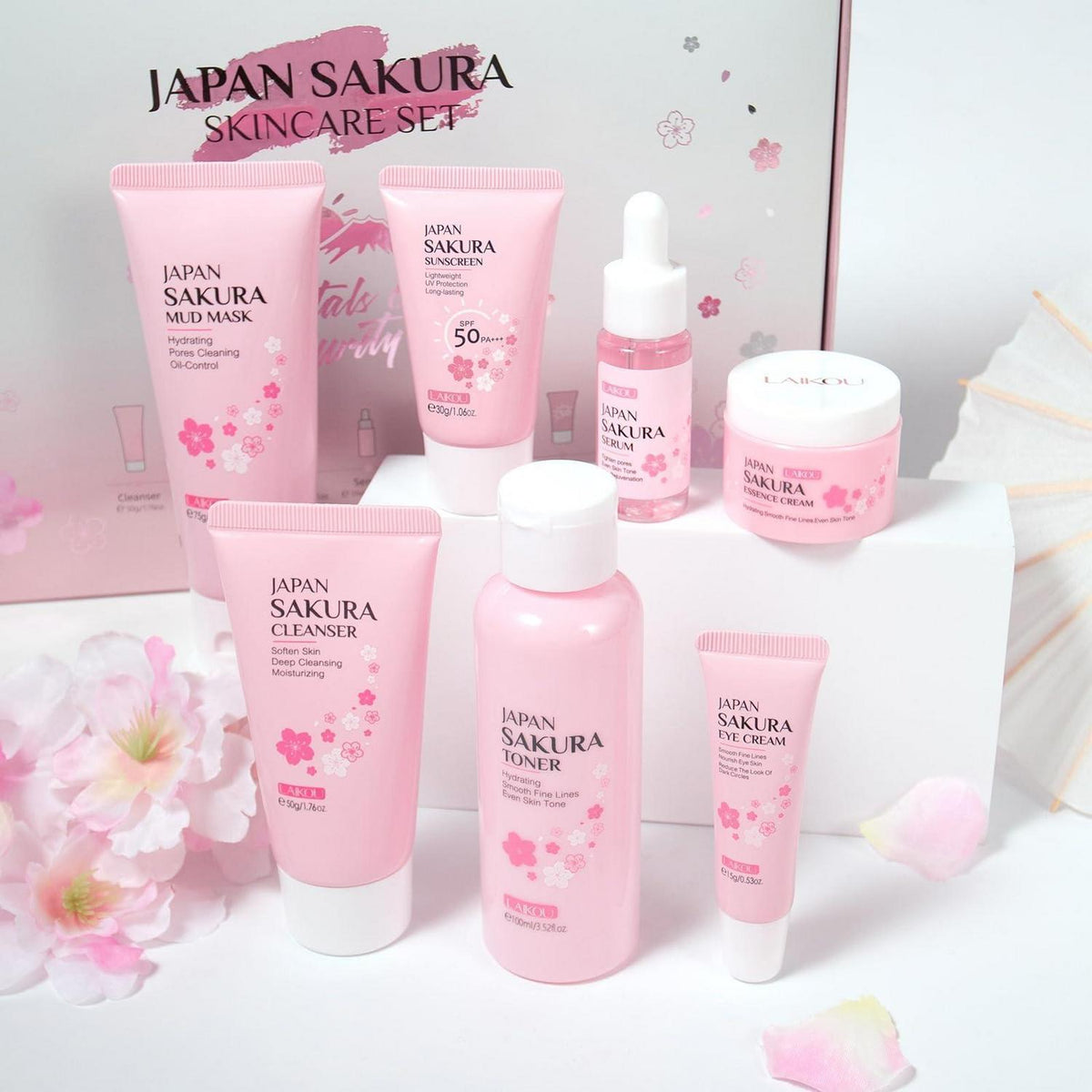 Sakura Hautpflege Set | 7-teilig für strahlende Haut