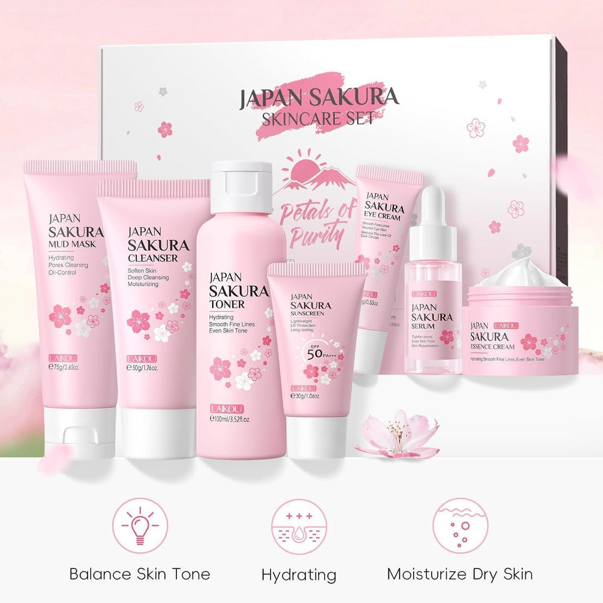 Sakura Hautpflege Set | 7-teilig für strahlende Haut