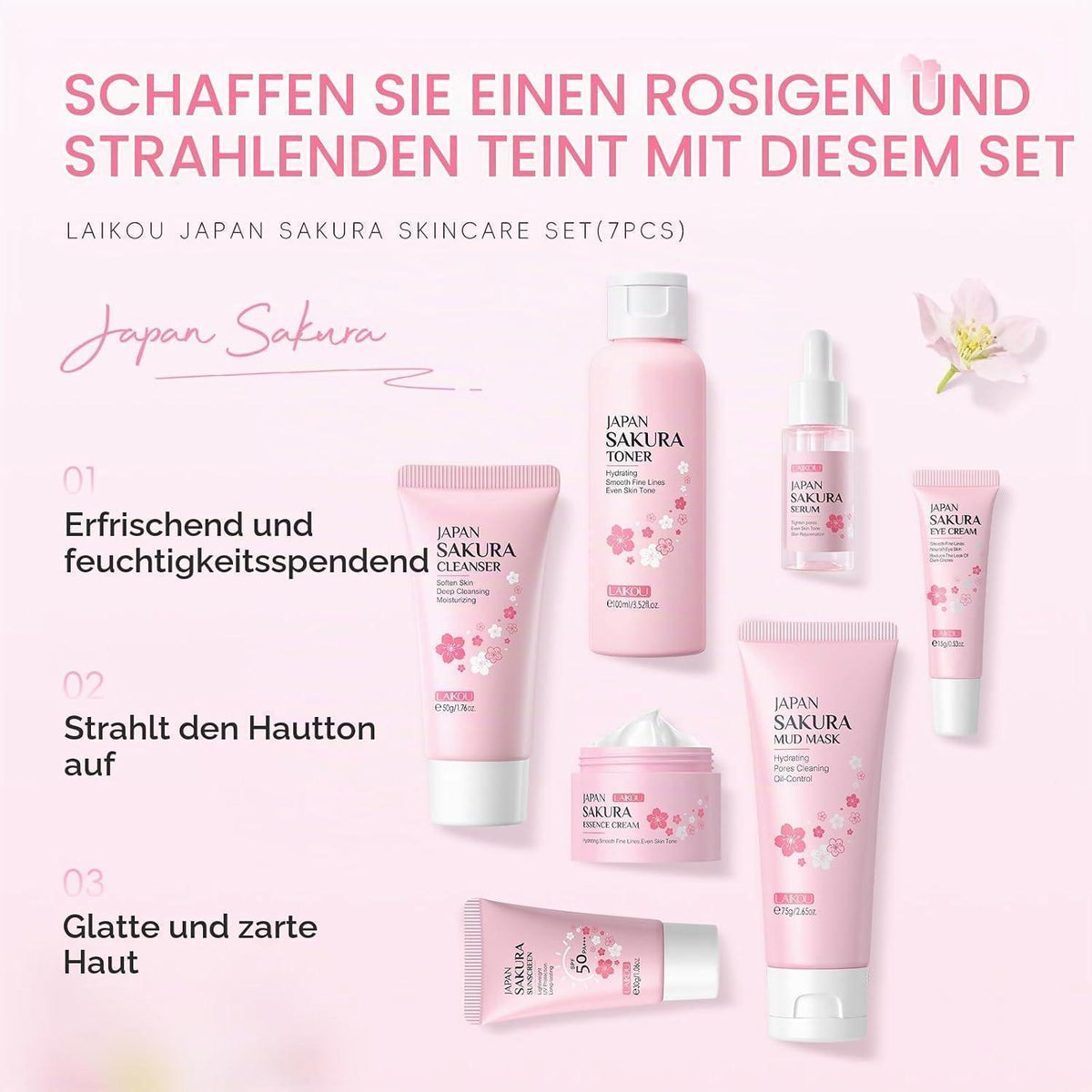 Sakura Hautpflege Set | 7-teilig für strahlende Haut