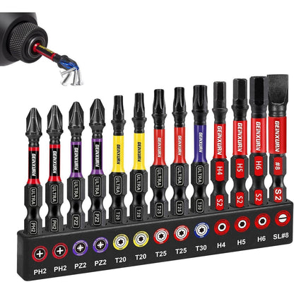 13tlg. Schlagfester Schrauber Bit Satz 50mm, Farbcode MIX