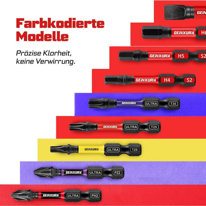 13tlg. Schlagfester Schrauber Bit Satz 50mm, Farbcode MIX