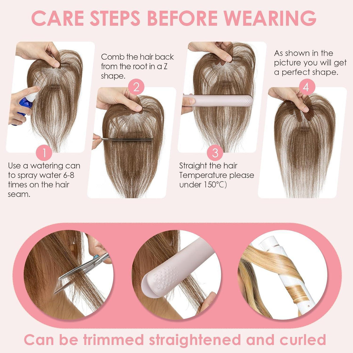 Haartopper Echthaar Schwarz mit Wispy Pony – Clip-In für Dünnes Haar