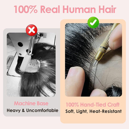 Dunkelbrauner Haar Topper mit Wispy Pony – Echthaar Haarteil