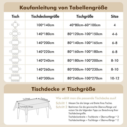 Leinenoptik Tischdecke Khaki Boho Streifen 140x180cm Rechteck