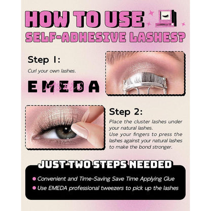 Selbstklebende Cluster Wimpern – Natürlicher Look, Kein Kleber