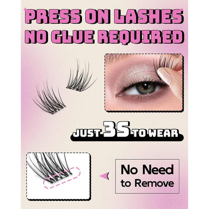 Selbstklebende Cluster Wimpern – Natürlicher Look, Kein Kleber