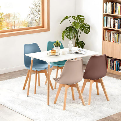 Skandinavische Esszimmerstühle 4er Set mit Sitzkissen & Holzbeinen
