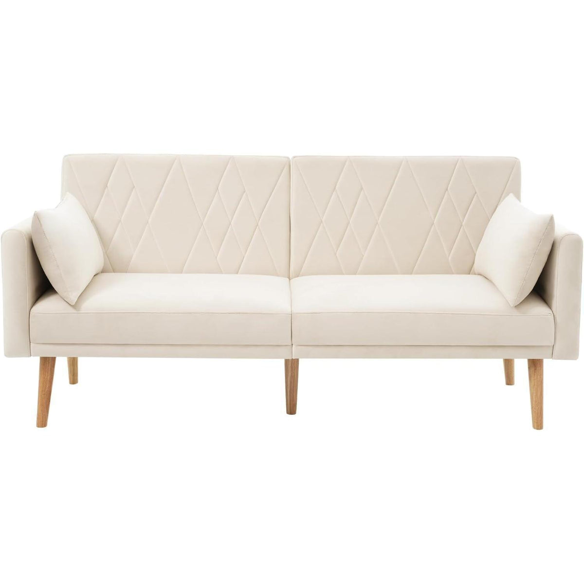 Zweisitzer-Schlafsofa mit Samtbezug – Beige