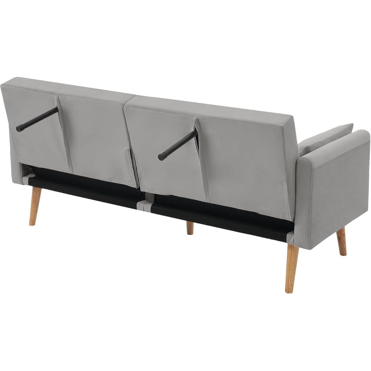Zweisitzer-Schlafsofa Grau mit verstellbaren Armlehnen